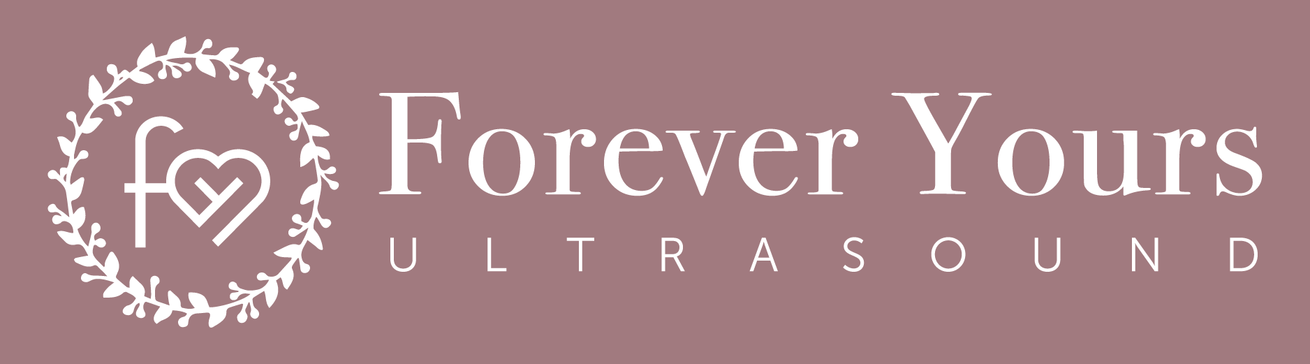 Forever Yours Ultrasound logo, white horizontal design