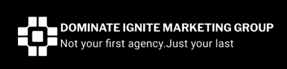 Dominate Ignite Marketing Group White Logo