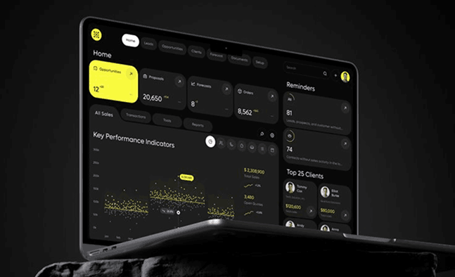 Business accounting dashboard UI design showcasing a modern website interface and data analytics layout.