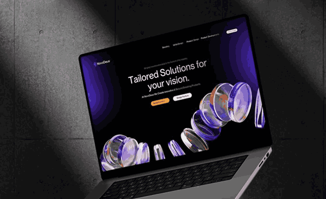 Modern business website design displayed on a laptop, showcasing tailored digital solutions and professional web design services.